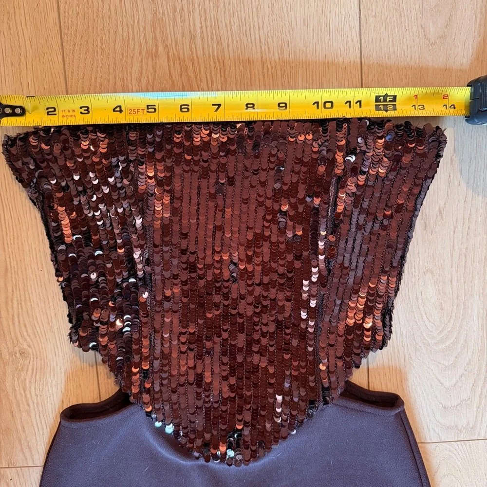 Zara sequin embellished brown Strapless cut out modern fit midi Dress size small - Picture 14 of 16
